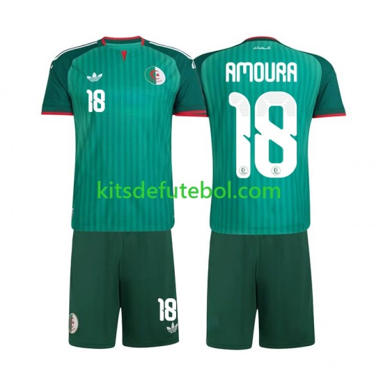Camisola Seleção da Argelina Mohamed Amoura 18 Criança Equipamento alternativo 2026 Mangas Curtas