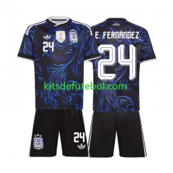 Camisola Seleção da Argentina Enzo Fernandez 24 Criança Equipamento alternativo Mundial 2026 Mangas Curtas