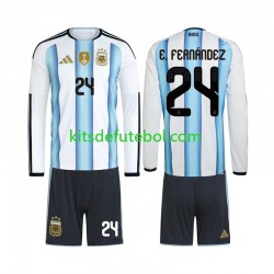 Camisola Seleção da Argentina Enzo Fernandez 24 Criança Equipamento principal Mundial 2026 Mangas Compridas