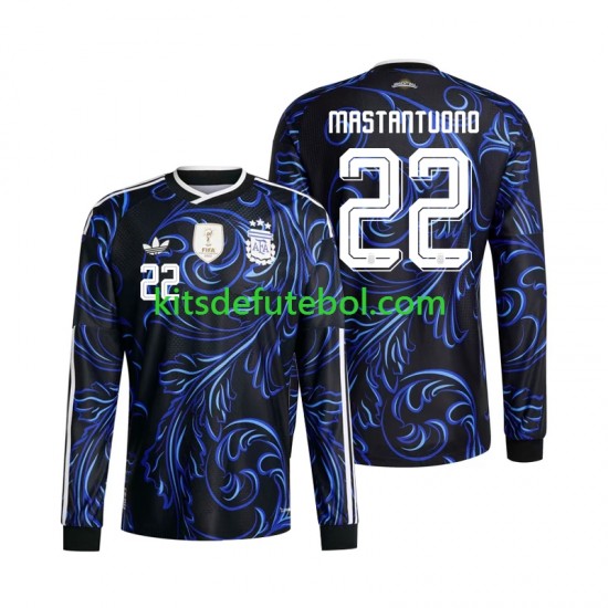 Camisola Seleção da Argentina Franco Mastantuono 22 Homem Equipamento alternativo Mundial 2026 Mangas Compridas