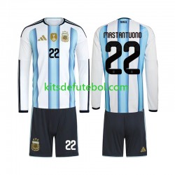 Camisola Seleção da Argentina Franco Mastantuono 22 Criança Equipamento principal Mundial 2026 Mangas Compridas