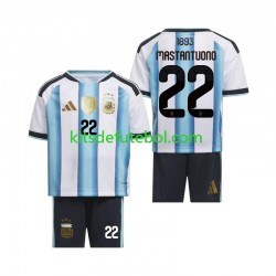 Camisola Seleção da Argentina Franco Mastantuono 22 Criança Equipamento principal Mundial 2026 Mangas Curtas
