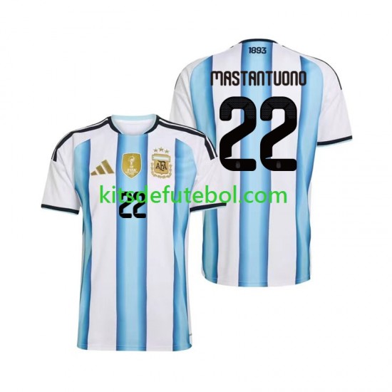 Camisola Seleção da Argentina Franco Mastantuono 22 Homem Equipamento principal Mundial 2026 Mangas Curtas