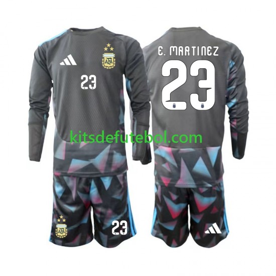 Camisola de Guarda-redes Seleção da Argentina Emiliano Martinez 23 Criança Equipamento principal Mundial 2026 Mangas Compridas