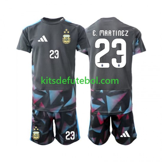 Camisola de Guarda-redes Seleção da Argentina Emiliano Martinez 23 Criança Equipamento principal Mundial 2026 Mangas Curtas