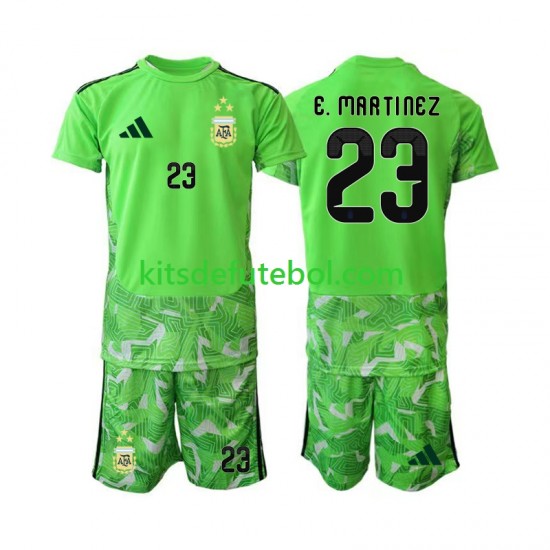 Camisola de Guarda-redes Seleção da Argentina Emiliano Martinez 23 Criança Terceiro equipamento Mundial 2026 Mangas Curtas