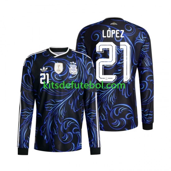 Camisola Seleção da Argentina Jose Manuel Lopez 21 Homem Equipamento alternativo Mundial 2026 Mangas Compridas