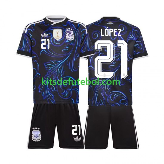 Camisola Seleção da Argentina Jose Manuel Lopez 21 Criança Equipamento alternativo Mundial 2026 Mangas Curtas