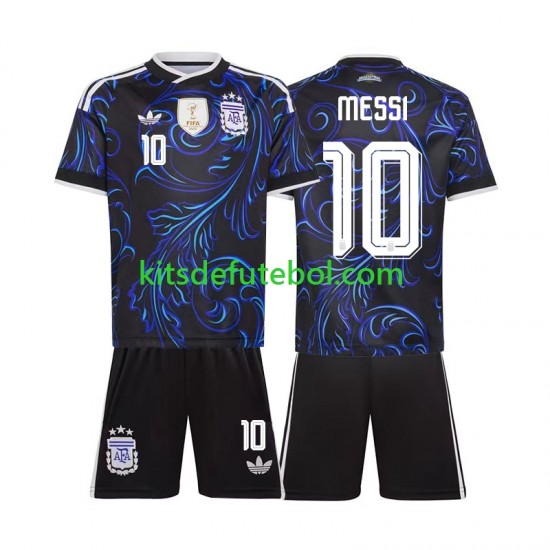 Camisola Seleção da Argentina Lionel Messi 10 Criança Equipamento alternativo Mundial 2026 Mangas Curtas