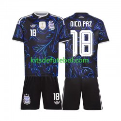 Camisola Seleção da Argentina Nico Paz 18 Criança Equipamento alternativo Mundial 2026 Mangas Curtas