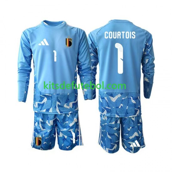 Camisola de Guarda-redes Seleção da Belga Thibaut Courtois 1 Criança Equipamento principal Mundial 2026 Mangas Compridas