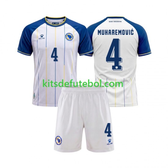 Camisola Bosnia Herzegovina Tarik Muharemovic 4 Criança Equipamento alternativo Mundial 2026 Mangas Curtas