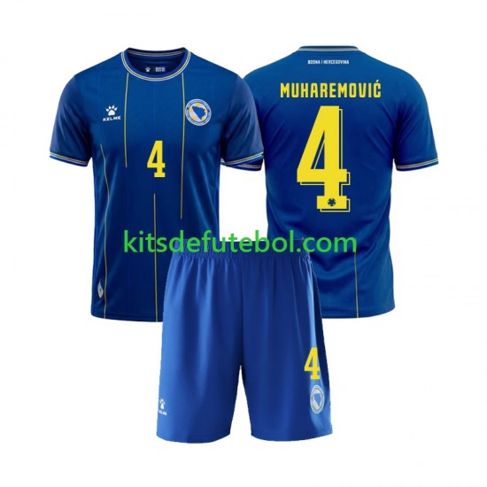 Camisola Bosnia Herzegovina Tarik Muharemovic 4 Criança Equipamento principal Mundial 2026 Mangas Curtas