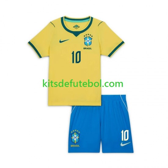 Camisola Seleção da Brasileira Neymar JR 10 Criança Equipamento principal Mundial 2026 Mangas Curtas