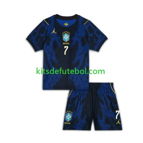 Camisola Seleção da Brasileira Vinicius Junior 7 Criança Equipamento alternativo Mundial 2026 Mangas Curtas