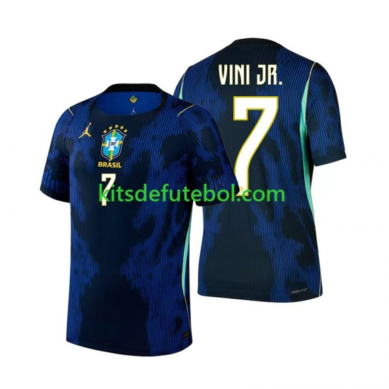 Camisola Seleção da Brasileira Vinicius Junior 7 Homem Equipamento alternativo Mundial 2026 Mangas Curtas