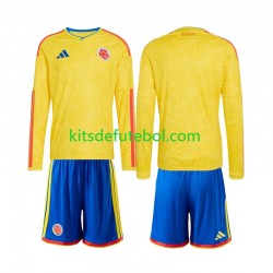 Camisola Seleção da Colombiana Criança Equipamento principal Mundial 2026 Mangas Compridas