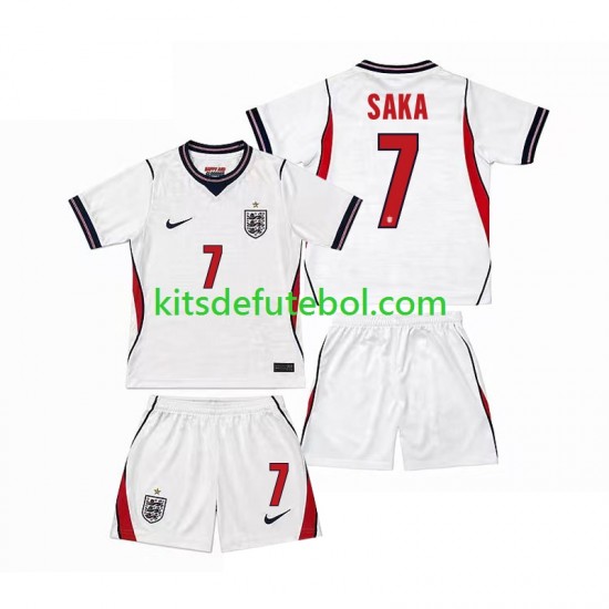 Camisola Seleção da Inglesa Bukayo Saka 7 Criança Equipamento principal Mundial 2026 Mangas Curtas