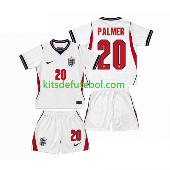 Camisola Seleção da Inglesa Cole Palmer 20 Criança Equipamento principal Mundial 2026 Mangas Curtas