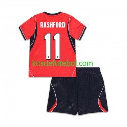 Camisola Seleção da Inglesa Marcus Rashford 11 Criança Equipamento alternativo Mundial 2026 Mangas Curtas