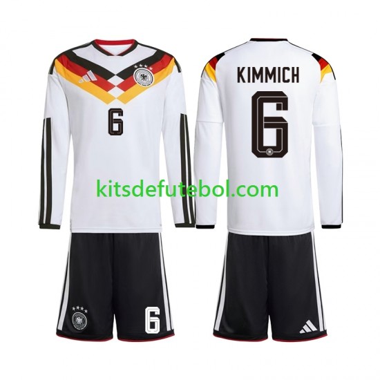Camisola Seleção da Alemã Joshua Kimmich 6 Criança Equipamento principal Mundial 2026 Mangas Compridas