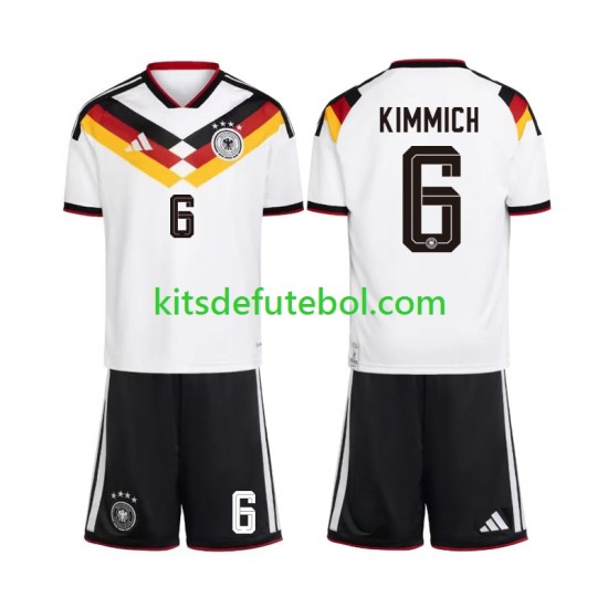 Camisola Seleção da Alemã Joshua Kimmich 6 Criança Equipamento principal Mundial 2026 Mangas Curtas