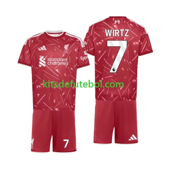 Camisola Liverpool Florian Wirtz 7 Criança Equipamento principal 2026-2027 Mangas Curtas