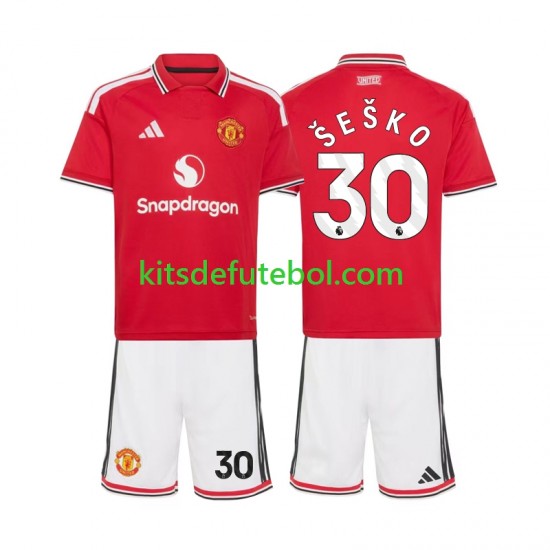 Camisola Manchester United Benjamin Sesko 30 Criança Equipamento principal 2026-2027 Mangas Curtas