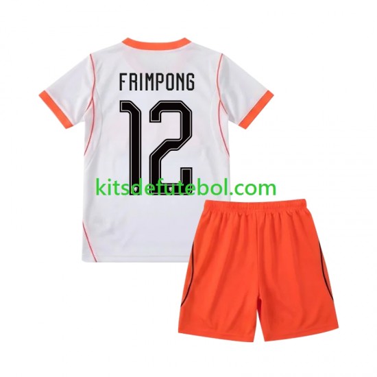Camisola Seleção da Neerlandesa Jeremie Frimpong 12 Criança Equipamento alternativo Mundial 2026 Mangas Curtas