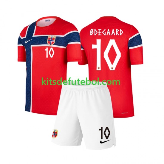 Camisola Seleção da Norueguesa Martin Odegaard 10 Criança Equipamento principal Mundial 2026 Mangas Curtas
