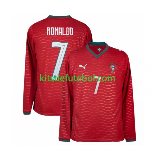 Camisola Seleção da Portuguesa Cristiano Ronaldo 7 Homem Equipamento principal Mundial 2026 Mangas Compridas