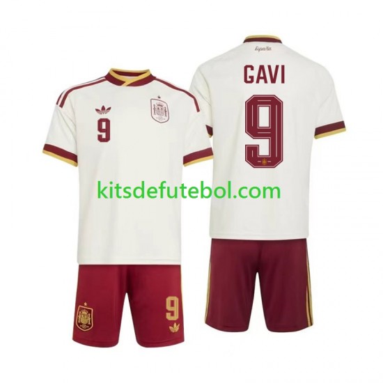 Camisola Seleção da Espanhola Gavi 9 Criança Equipamento alternativo Mundial 2026 Mangas Curtas