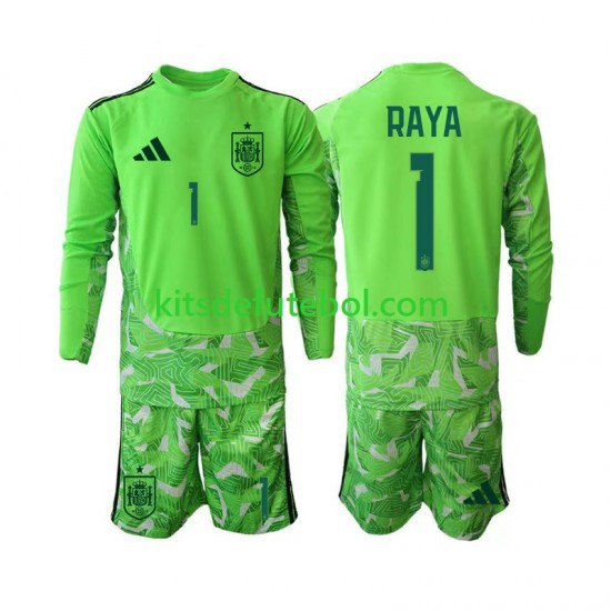 Camisola de Guarda-redes Seleção da Espanhola David Raya 1 6th Green color Criança Mundial 2026 Mangas Compridas