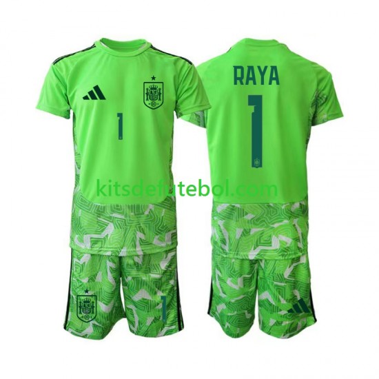 Camisola de Guarda-redes Seleção da Espanhola David Raya 1 6th Green color Criança Mundial 2026 Mangas Curtas