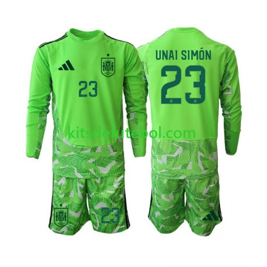 Camisola de Guarda-redes Seleção da Espanhola Unai Simon 23 6th Green color Criança Mundial 2026 Mangas Compridas