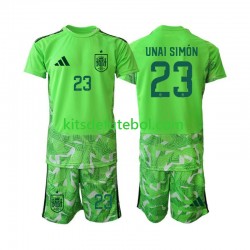 Camisola de Guarda-redes Seleção da Espanhola Unai Simon 23 6th Green color Criança Mundial 2026 Mangas Curtas