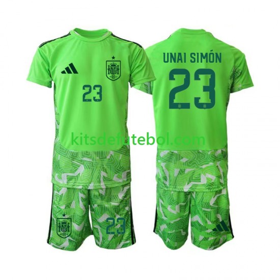 Camisola de Guarda-redes Seleção da Espanhola Unai Simon 23 6th Green color Criança Mundial 2026 Mangas Curtas