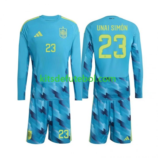 Camisola de Guarda-redes Seleção da Espanhola Unai Simon 23 Criança Equipamento principal Mundial 2026 Mangas Compridas