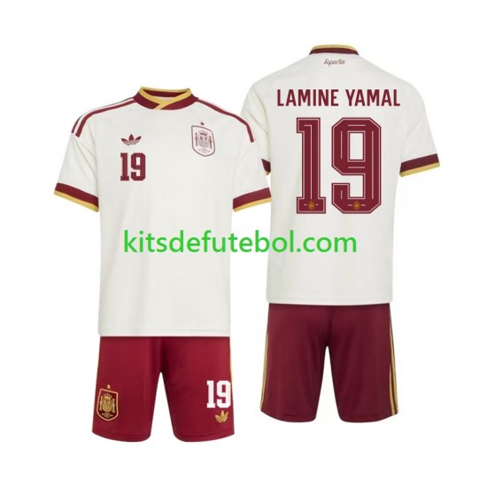 Camisola Seleção da Espanhola Lamine Yamal 19 Criança Equipamento alternativo Mundial 2026 Mangas Curtas