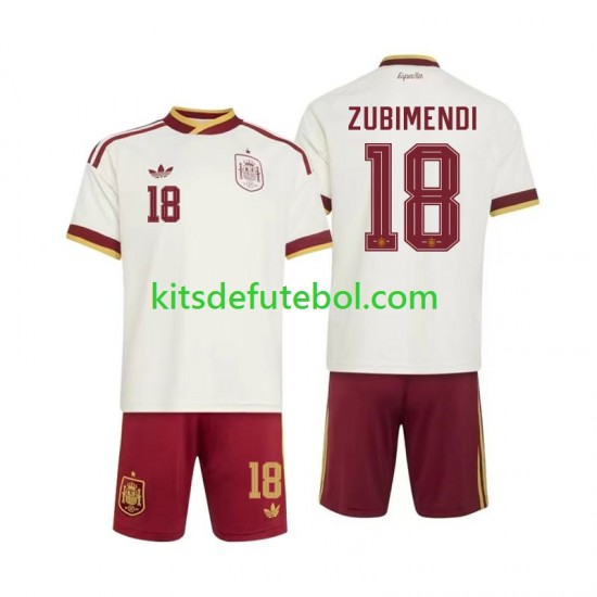 Camisola Seleção da Espanhola Martin Zubimendi 18 Criança Equipamento alternativo Mundial 2026 Mangas Curtas
