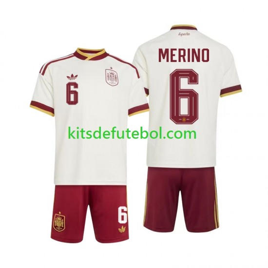 Camisola Seleção da Espanhola Mikel Merino 6 Criança Equipamento alternativo Mundial 2026 Mangas Curtas