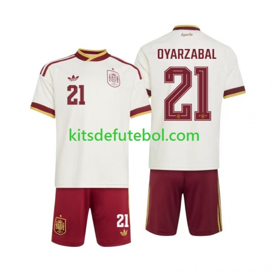Camisola Seleção da Espanhola Mikel Oyarzabal 21 Criança Equipamento alternativo Mundial 2026 Mangas Curtas