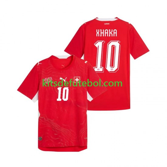 Camisola Seleção da Suíça Granit Xhaka 10 Homem Equipamento principal Mundial 2026 Mangas Curtas