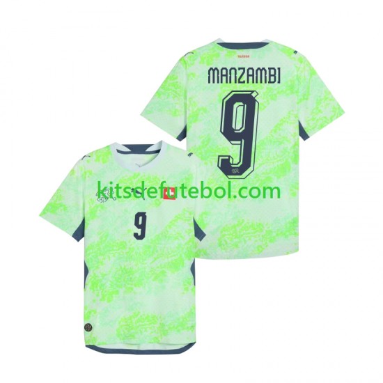 Camisola Seleção da Suíça Johan Manzambi 9 Homem Equipamento alternativo Mundial 2026 Mangas Curtas