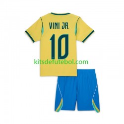 Camisola Seleção da Brasileira Vinicius Junior 10 Criança Equipamento principal Mundial 2026 Mangas Curtas