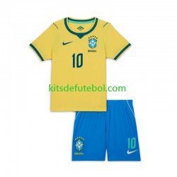 Camisola Seleção da Brasileira Vinicius Junior 10 Criança Equipamento principal Mundial 2026 Mangas Curtas