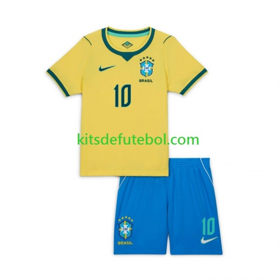 Camisola Seleção da Brasileira Vinicius Junior 10 Criança Equipamento principal Mundial 2026 Mangas Curtas