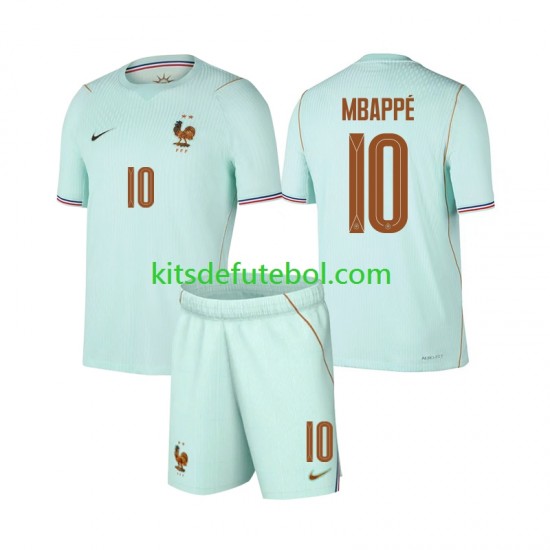 Camisola Seleção da Francesa Kylian Mbappe 10 Criança Equipamento alternativo Mundial 2026 Mangas Curtas