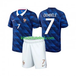 Camisola Seleção da Francesa Ousmane Dembele 7 Criança Equipamento principal Mundial 2026 Mangas Curtas