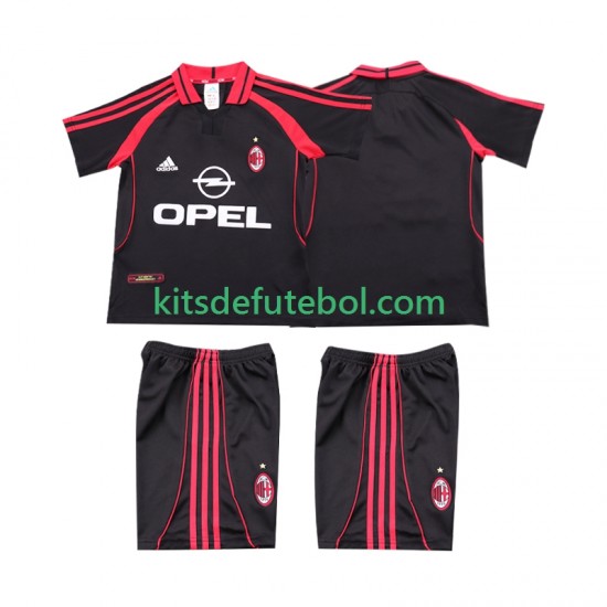Camisola Retrô AC Milan Criança Terceiro equipamento 2000 2001 Mangas Curtas